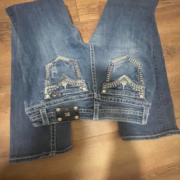 Navy blue Miss Me jeans with silver studs and rhinestones - Picture 1 of 3
